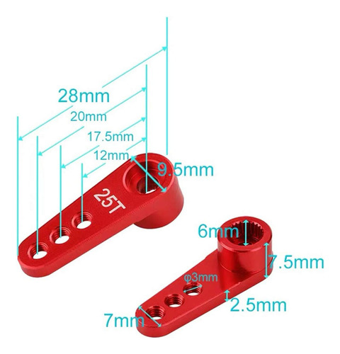 2 Piezas Sharegoo Metal 25t Servo Horn M3 Hilos Brazo De Dir
