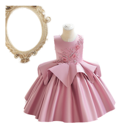 Vestido Con Diseño Tridimensional Para Niñas, Princesa Y Flo