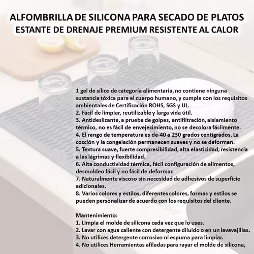 HOMSFOU Tapete De Secado De Cocina Plateras Escurridoras Para Tapete De  Silicona Para Mostrador Tapetes De Secado De Platos Bandeja De Drenaje Con