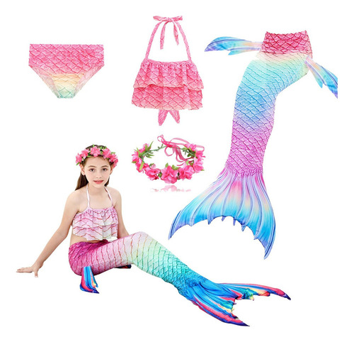 Traje De Baño For Niños Con Cola De Sirena For Niña De Gran Tamaño