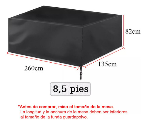 Funda De Mesa De Billar De Resistente Polvo Y Agua 8 Pies