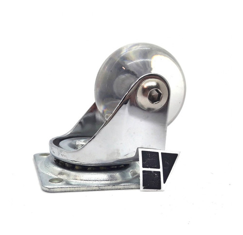 Imagen 2 de 10 de Rueda Silicona Transparente Bz Chica 50mm Con Base Mueble