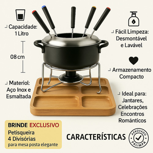 Aparelho De Fondue 11 Peças De Aço Kit Inox Chocolate Queijo