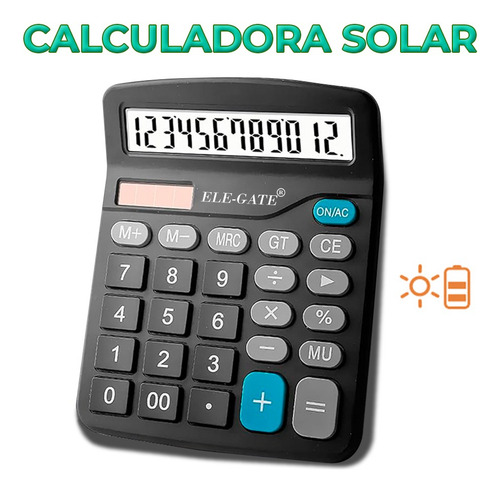 Calculadora Escritorio Batería Y Carga Solar 12 Dígitos