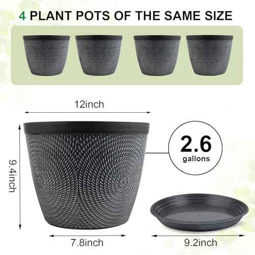 Maceta Grande Quarut De 12 Pulgadas Para Plantas De Interior