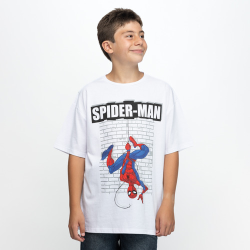 Polera Niño Muro Spiderman Blanco Marvel