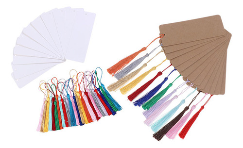 Marcadores Kraft Tags De Papel En Blanco Con Borlas, 2 Juego