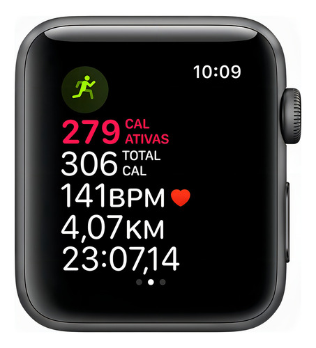 Apple Watch (GPS) Series 3 tela de 1.654" com pulseira de fluoroelastómero cor preto y caixa color cinza-espacial - Aceitável (Recondicionado)