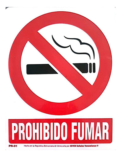 Señalizacion - Prohibido Fumar - 25 X 20cm