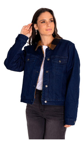 Chaqueta Denim Mujer Denim Plaid-lined Jacket Azul Cat