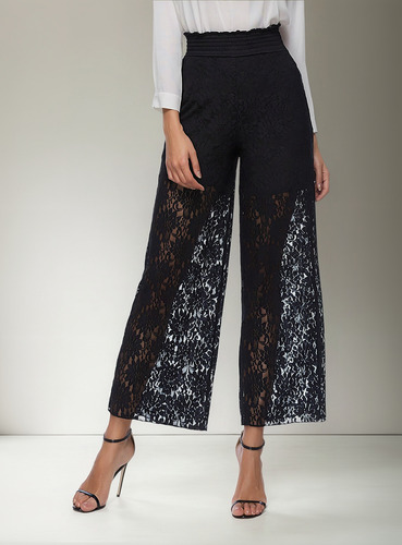 Pantalones Anchos De Encaje A La Moda Para Mujer De Talla Gr