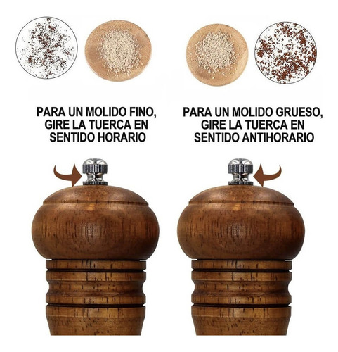 Guanchuan Molinillo Pimienta Y Sal Madera Manual Especias