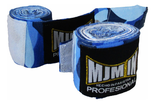 Vendas Para Box Algodón Mma Kick Boxing 4.5 Mts Mjm In Color camuflaje azul