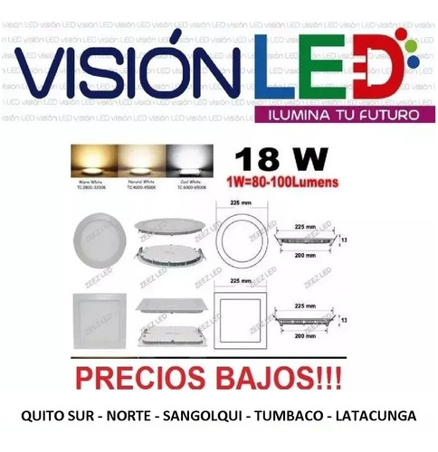 Imagen 1 de 10 de Lampara Panel Led Gypsum Empotrable 3w 6w 12w 18w