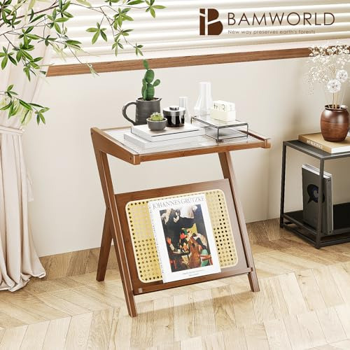 Bamworld Rattan Mesa Auxiliar Boho Noche Mesa De Noche De Cr
