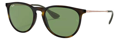 Anteojos de sol Ray-Ban Erika Color Mix Standard con marco de nailon color gloss tortoise, lente green clásica, varilla bronze-copper de metal - RB4171