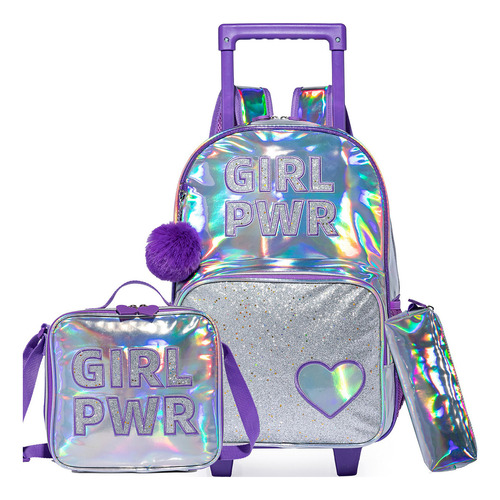 Mochila Rodante Para Niñas Cute Mirror Rolling Backpacks