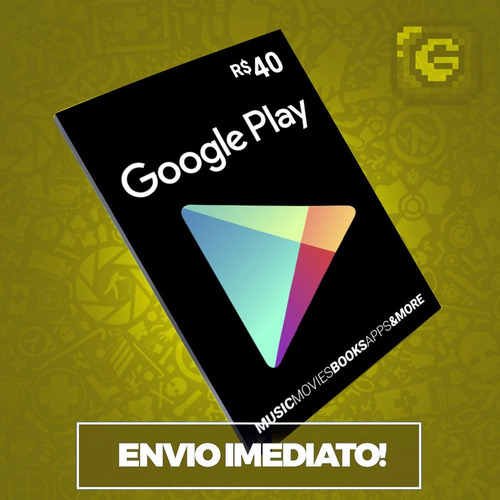 Cartão Google Play Store Gift Card R$40 Reais Brasil Android