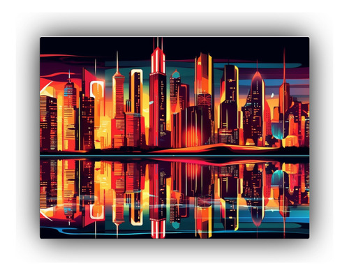 90x60cm Cuadro Decorativo Diseño Ciudad Moderna Tonos Preci