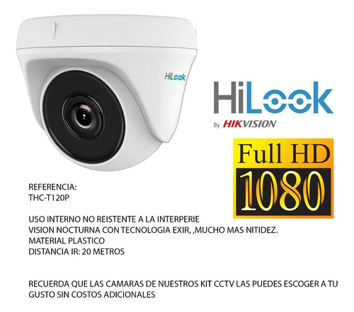 Kit Hikvision Hilook Dvr 1080 4ch + 4 Cámaras 1080p +accesor