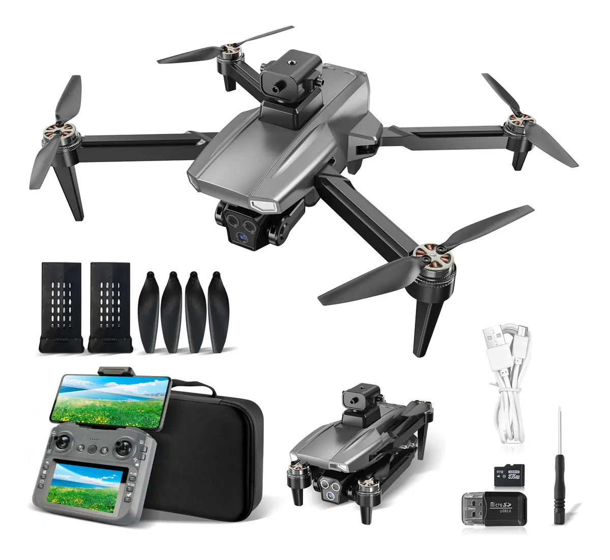 Mini drone Iigenai Drone L930 Drone L930 Profissional Drone L930 Gn-513 Drone L930 Com Tela Camera 4k Brushless Drone com Cámara com dual câmera 4K preto 2.4GHz 2 baterias