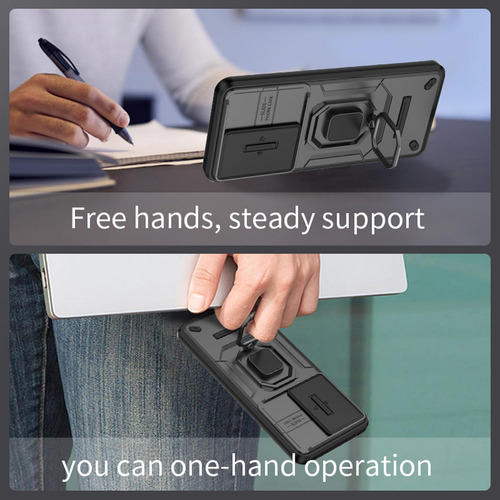 Funda Uso Rudo Cámara Protección Para Oppo Reno 11f + Mica Negro Oppo Reno 11f