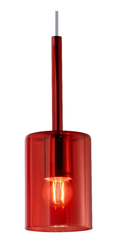 Lampara Colgante 1 Luz Fat Rojo Apto Led Vidrio Deco Moderno