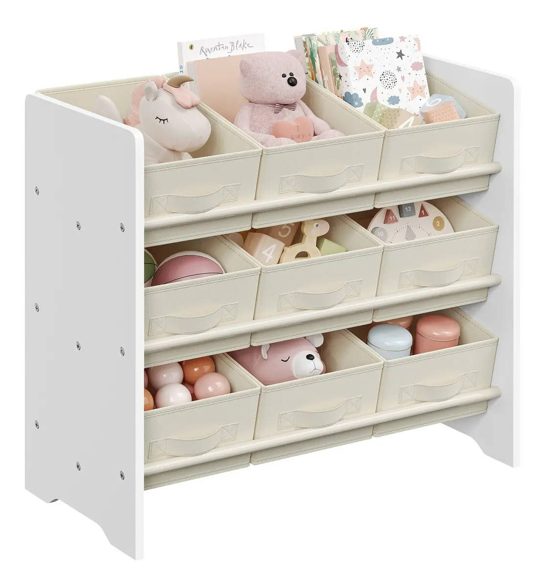 Imagen de Estantería Infantil Songmics Para Juguetes Y Libros Color Blanco Beige