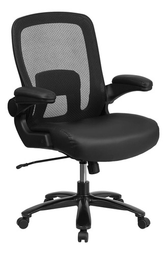 Flash Furniture Hercules Series Big & Tall - Silla De Ofici. Color Piel Negra Suave/malla