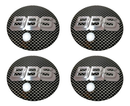 Kit 4 Emblema Bbs Carbono C/ Preto 69mm Para Calota Miolo 