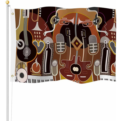 Yekiua Collage Instrumentos Musicales Bandera 3x5 Música Ret