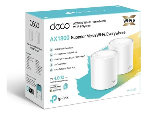 Sistema Wi-fi Mesh Tp-link Deco X20 Blanco 2 Unidades Wifi 6