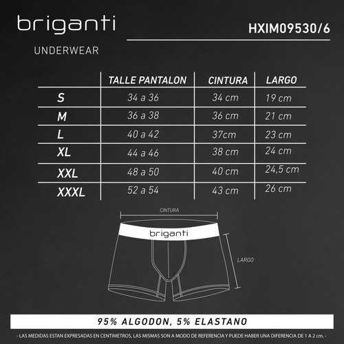 Imagen 10 de 10 de Boxer Hombre Algodón Briganti Pack X6 Calzoncillos Hxim09530