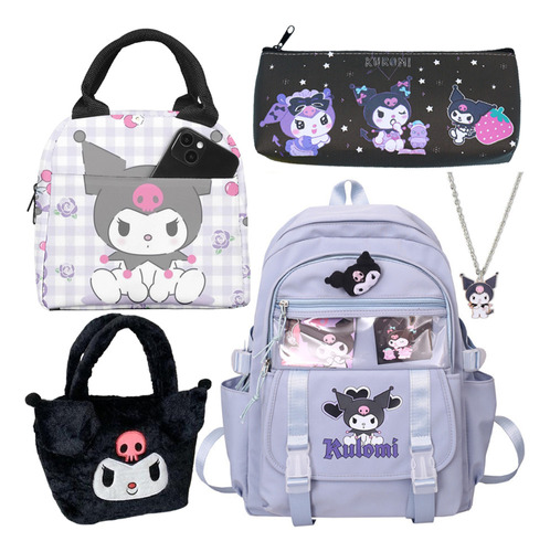 Juego De 5 Mochilas Kuromi Con Dibujos Animados, Bolsa Para