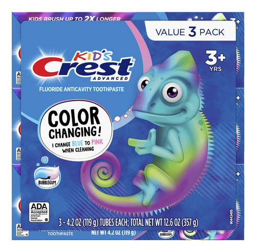 Pasta Dental Avanzada Para Niños Con Flúor, Sabor Chicle 3