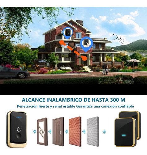 Timbre Inalámbrico Impermeables Exterior Con 2 Receptores