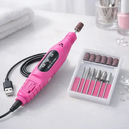 Nail Drill Bahrein Lixadeira Elétrica Rosa Profissional Para Unhas Gel Fibra Acrílica Acrigel Manicure Pedicure Polimento Motor Portátil Kit Completo Uso Doméstico e Salão