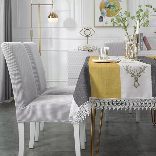 Hgodyhome fundas para sillas de comedor 6 unidades gris diseño a rayas