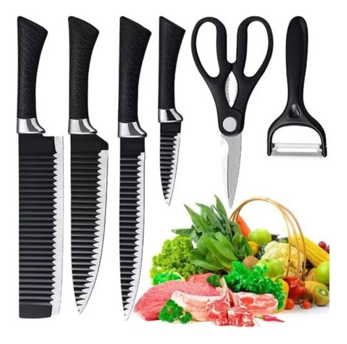 Conjunto 6 Facas Profissionais: Chef, Carne, Cleaver, Paring