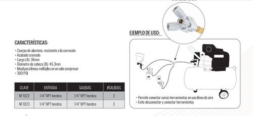 4 Distribuidor De Aire 1/4 Npt Alum 2 Salidas