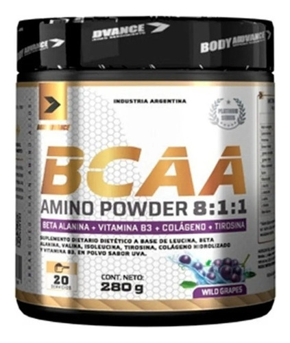 Bcaa Amino Powder 8:1 Body Advance C/ Colageno + Vitamina B3