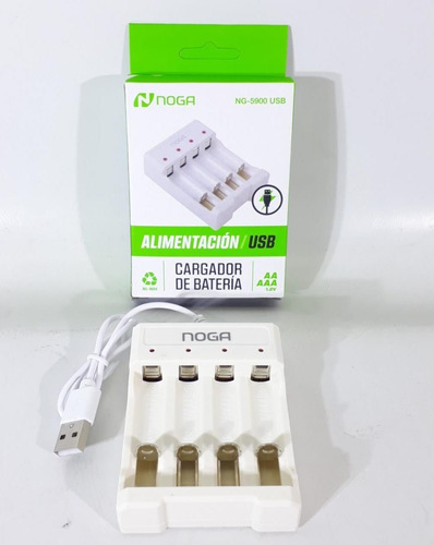 Cargador Pilas Recargables Aa Y Aaa Usb Noga 4 Pilas Rapido