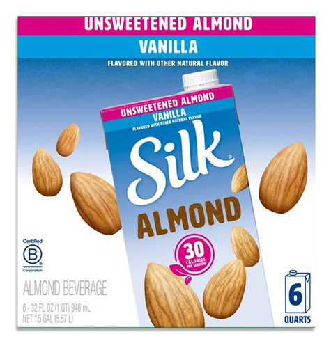 Silk 6 Bebida De Almendras Vainilla Sin - mL a $14
