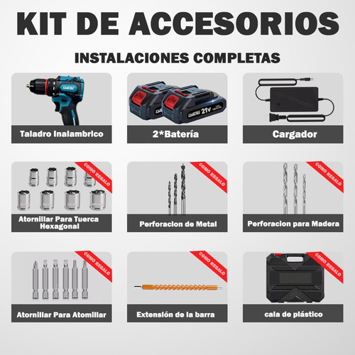 Taladro Inalámbrico Gamma Desatornillador 21v 2baterías