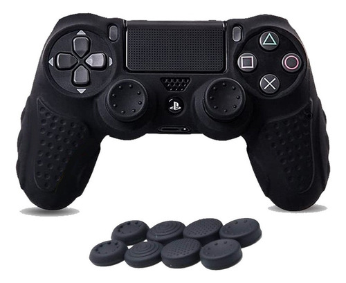 Ps4 Funda Expert Silicona Playstation 4 + 8 Grips Color Negro