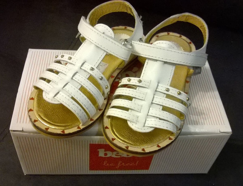 Beb's Sandalias Blancas De Cuero Nena Nº 25 Nuevas