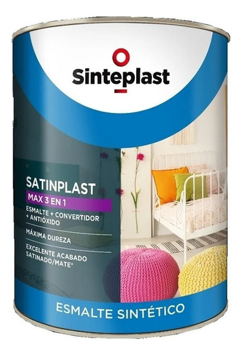 Esmalte Sintético + Convertidor Brilloplast 3 En 1 1lts Acabado Brillante Color Marfil Seda