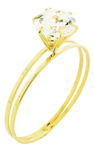 Imagem 6 de 6 de Anel Solitário Em Ouro 18k Pedra Zircônia Debutante Noivado