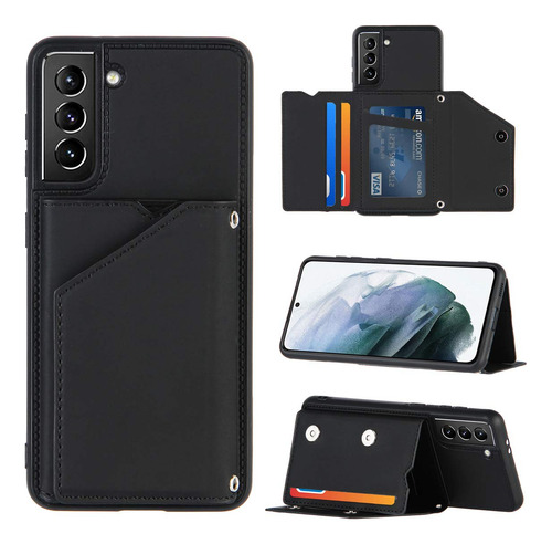 Funda Cartera Para Galaxy S21 Plus 5g Negro 6.7 PuLG 2021 Pi