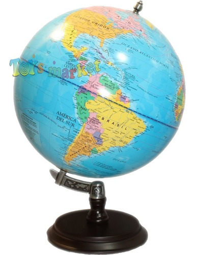 Imagen 2 de 6 de Globo Terraqueo Político Elbrus Gloter 30 Cm Base De Madera